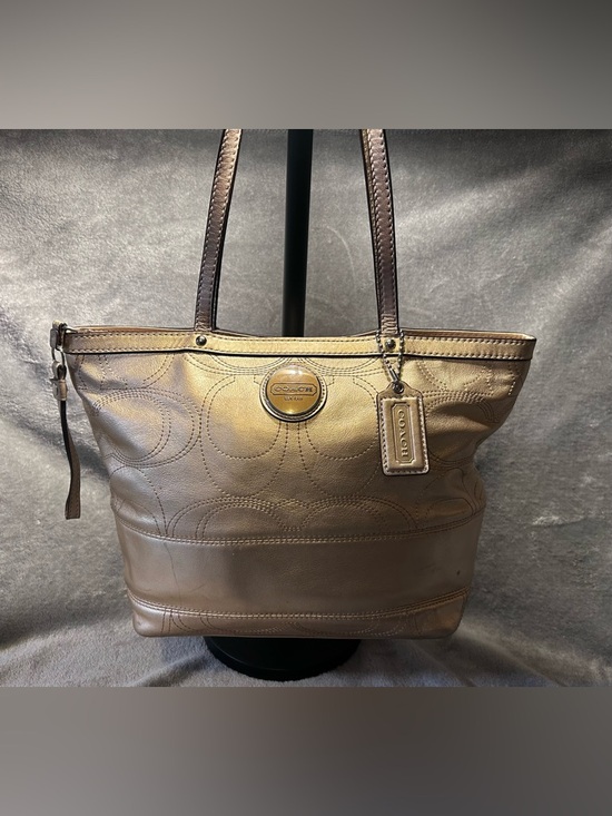 Coach Handbags - Coach Signature C Gold Metallic Tote